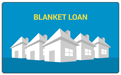 Blanket loan concept showing multiple rental properties under one mortgage