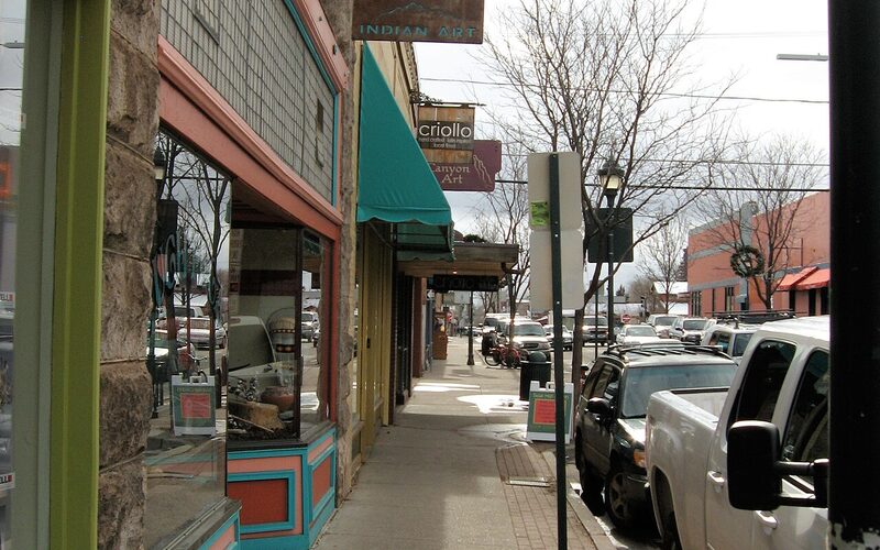 Flagstaff, Arizona downtown shops and restaurants along Route 66