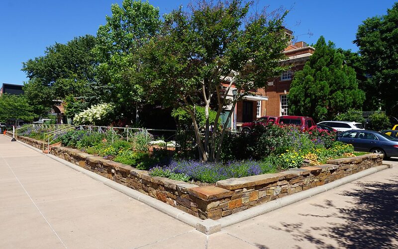 Garden area near the Fayetteville Square in Arkansas