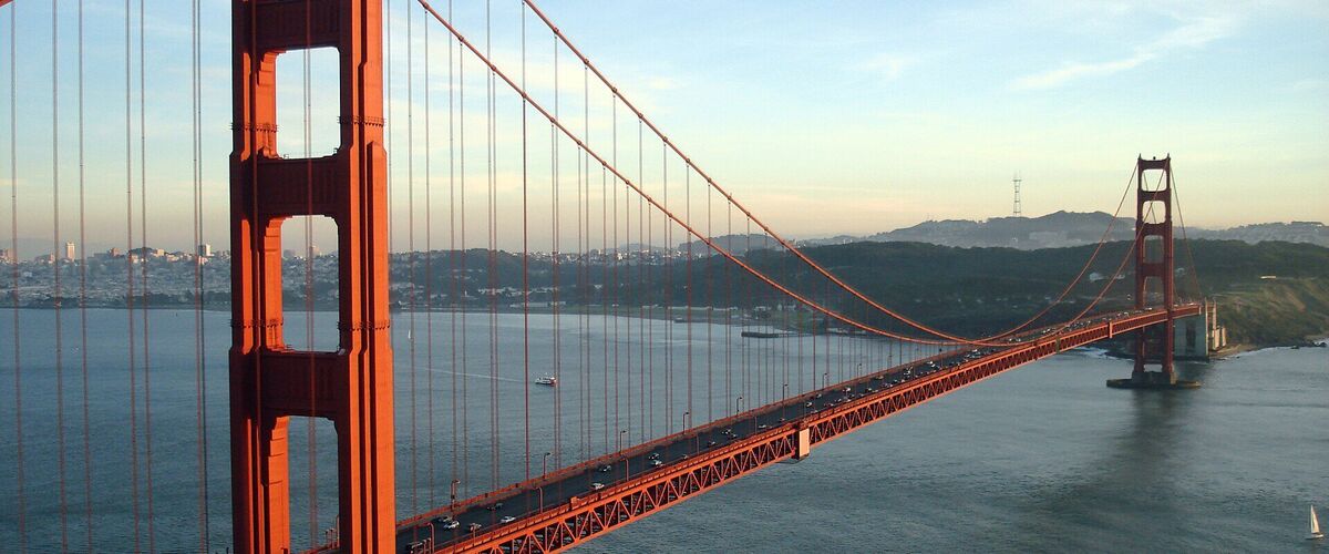 San Francisco California skyline with Golden Gate Bridge