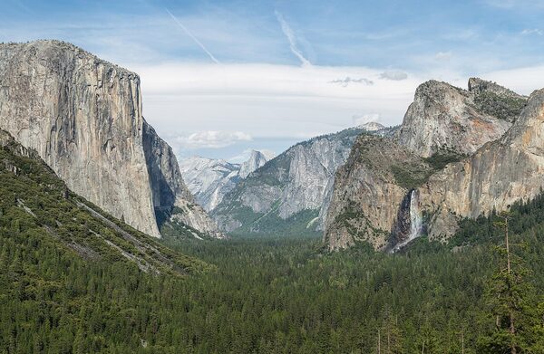 Yosemite Valley with Half Dome and Bridalveil Fall in Yosemite National Park