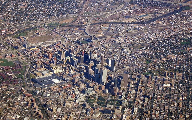 Aerial view of downtown Denver, Colorado