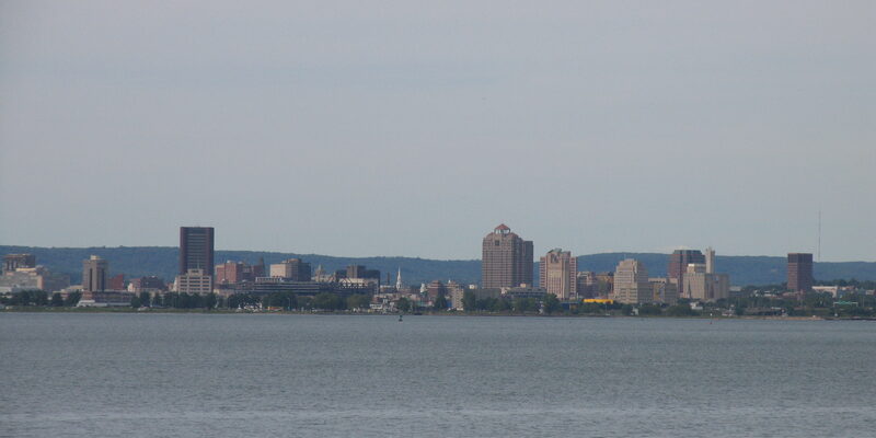 New Haven, Connecticut skyline viewed across the harbor