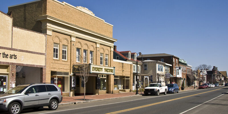 Historic downtown Middletown, Delaware with the Everett Theatre