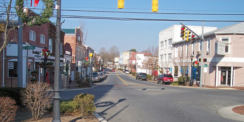Milford, Delaware downtown riverwalk area