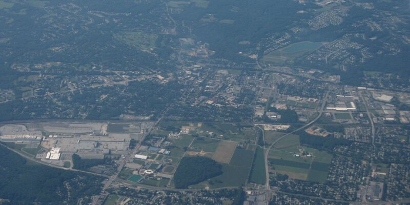 Aerial view of the Newark, Delaware area