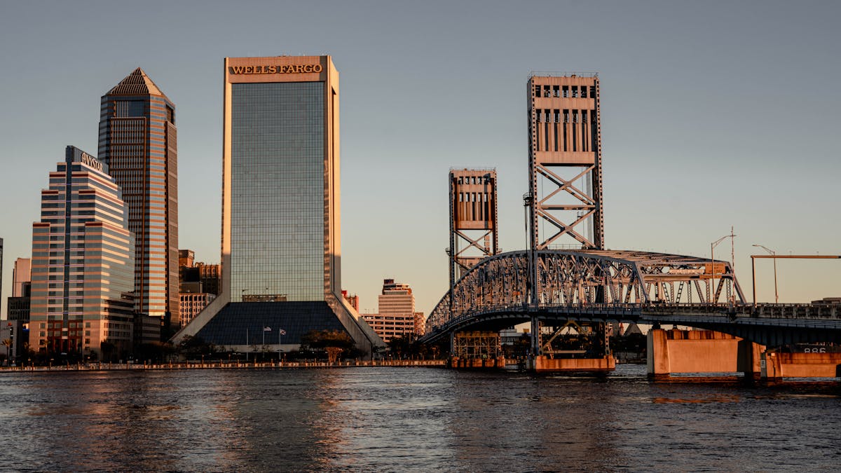 Jacksonville skyline with modern buildings along the St. Johns River