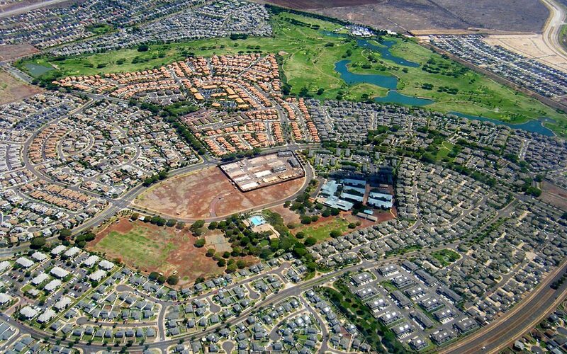Aerial view of suburban development in Kapolei, Oahu, Hawaii
