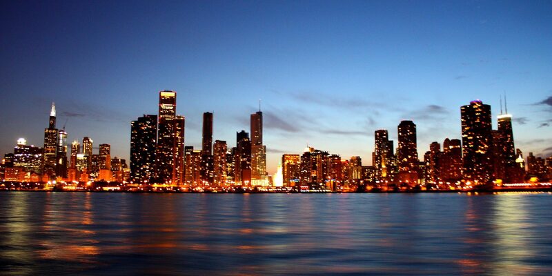 Chicago Illinois skyline and Lake Michigan