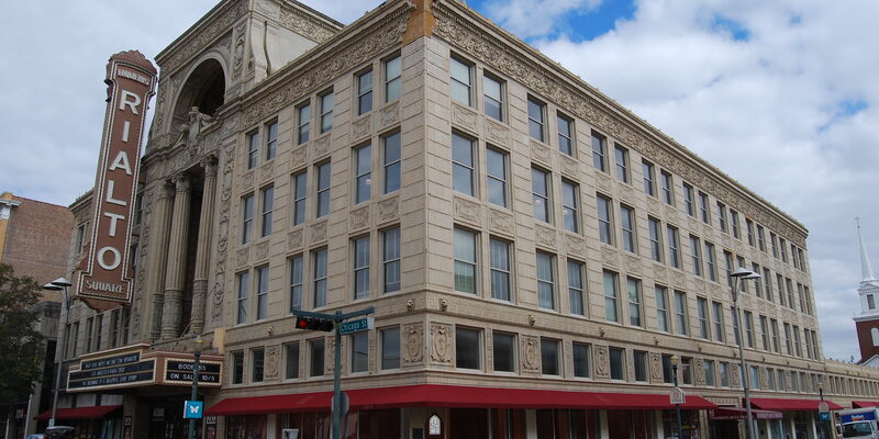 Rialto Square Theatre building in downtown Joliet, Illinois