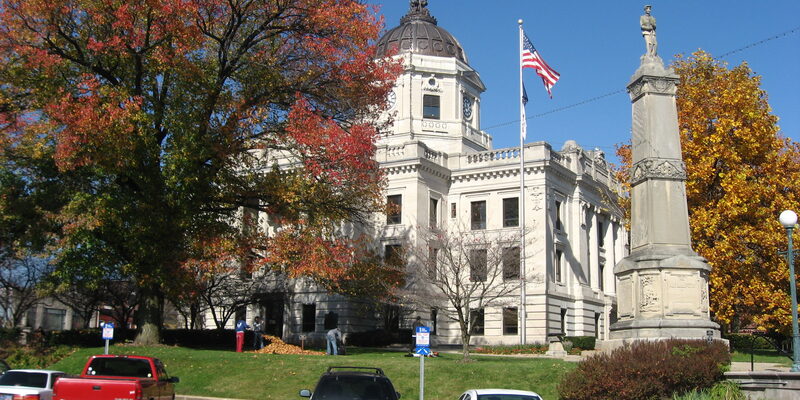 Bloomington Indiana courthouse square and Indiana University area