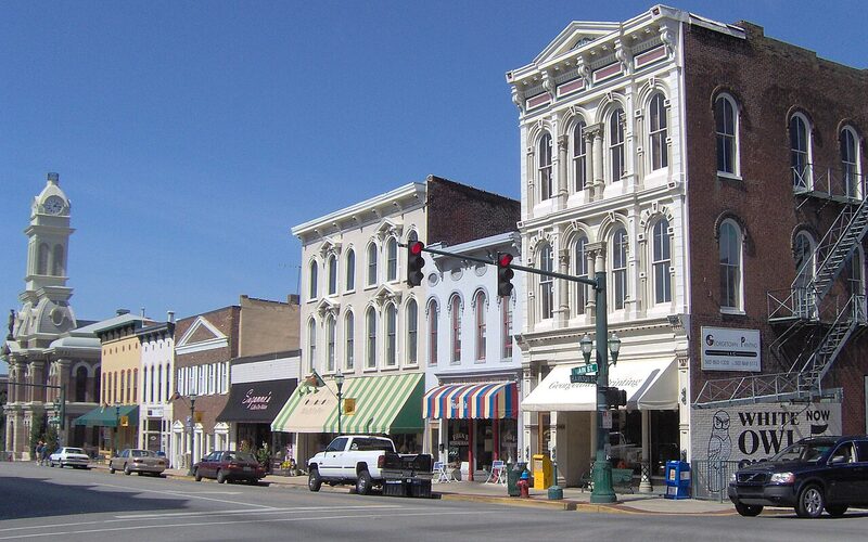 Georgetown, Kentucky with Toyota Motor Manufacturing plant in the background