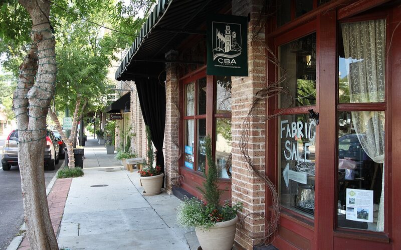 Covington, Louisiana historic downtown and Bogue Falaya River