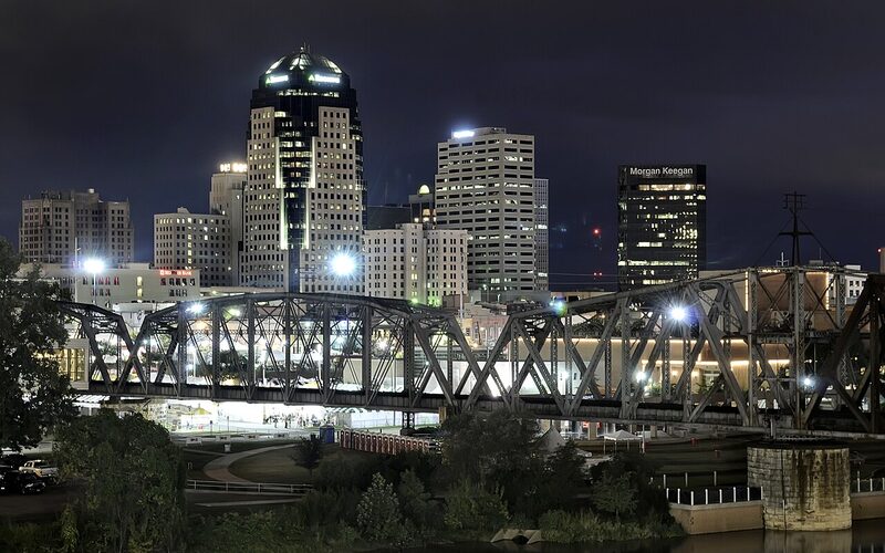 Shreveport, Louisiana riverfront and downtown skyline