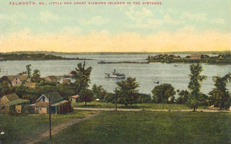 Falmouth, Maine harbor and coastal residential community