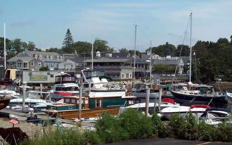 Kennebunkport harbor with fishing boats and New England coastal charm in southern Maine