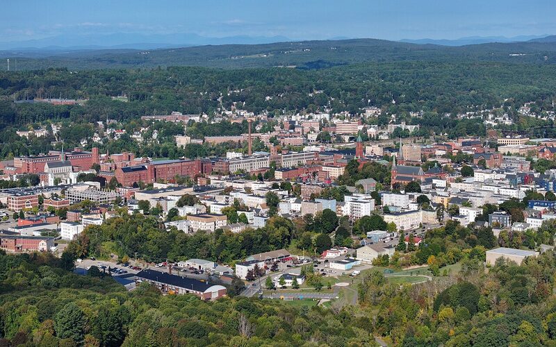 Lewiston, Maine downtown mills along the Androscoggin River