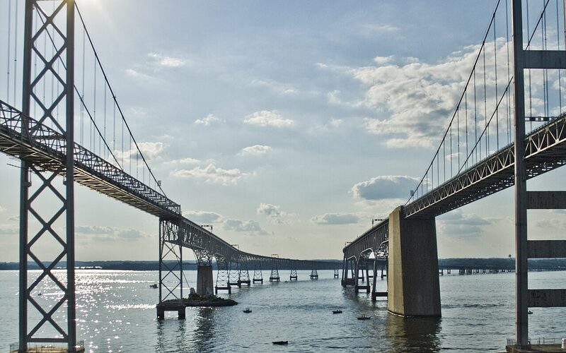 Chesapeake Bay Bridge spanning the bay in Maryland