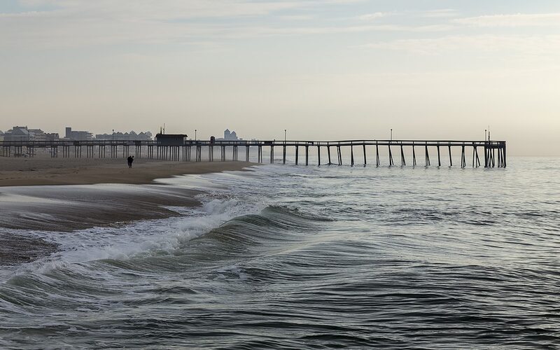 Fishing pier extending into the Atlantic Ocean at Ocean City, Maryland