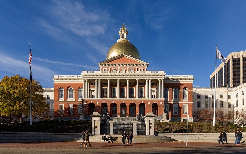 Massachusetts State House on Beacon Hill in Boston with its gold dome