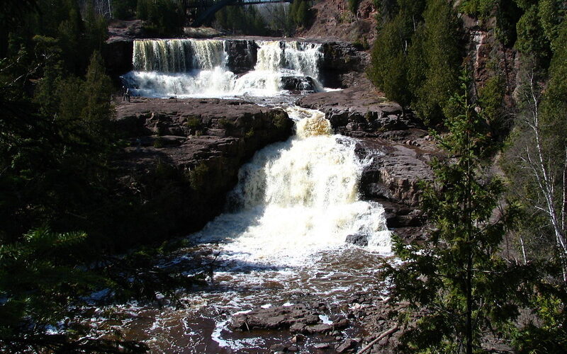 North Shore of Lake Superior scenic drive with dramatic cliffs and waterfalls in Minnesota