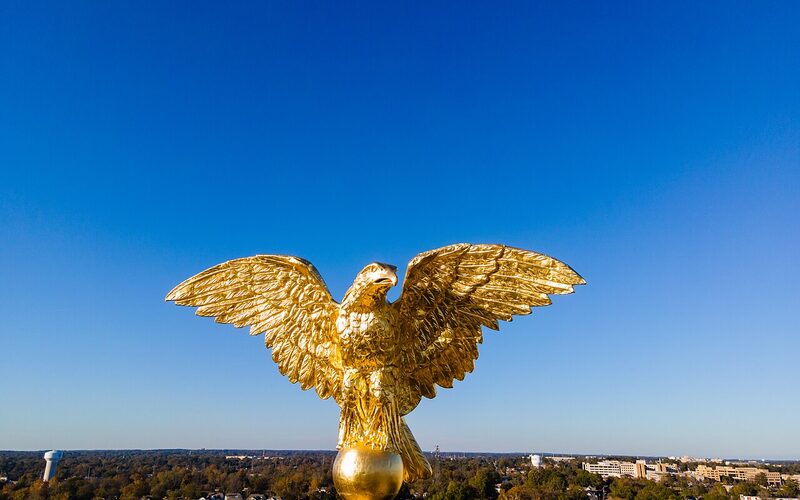 Golden eagle statue atop the Mississippi State Capitol dome in Jackson