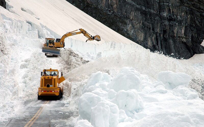 Snow-clearing operations on Going-to-the-Sun Road in Glacier National Park, Montana