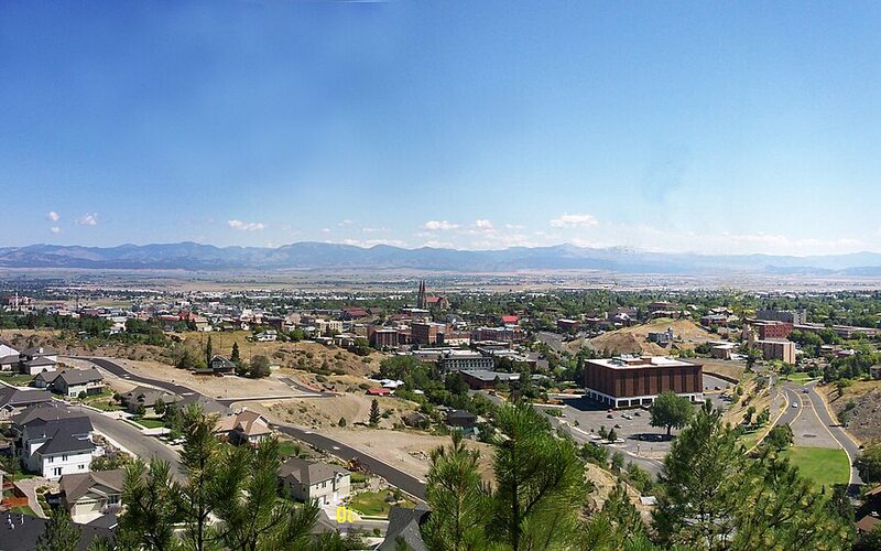 Panoramic view of Helena, Montana valley with mountains