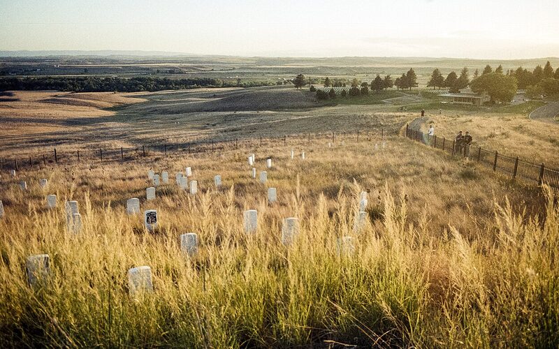 Memorial headstones at Little Bighorn Battlefield National Monument in Montana