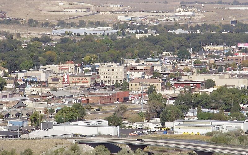Elko Nevada downtown and surrounding mountain landscape