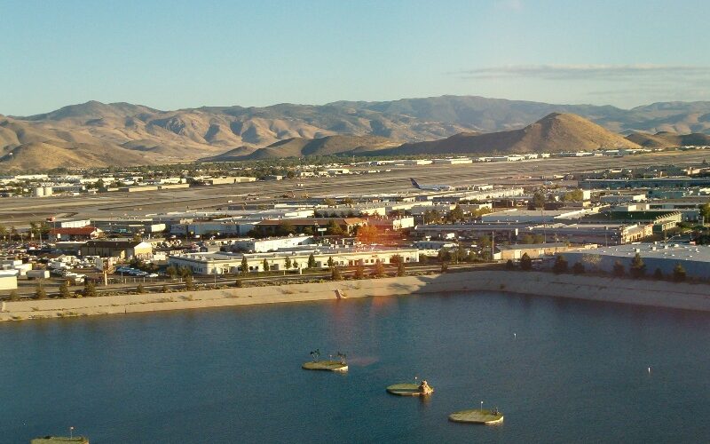 Aerial view of the Sparks, Nevada area with mountains