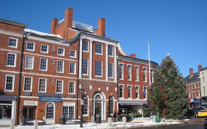 Historic brick buildings in downtown Portsmouth, New Hampshire