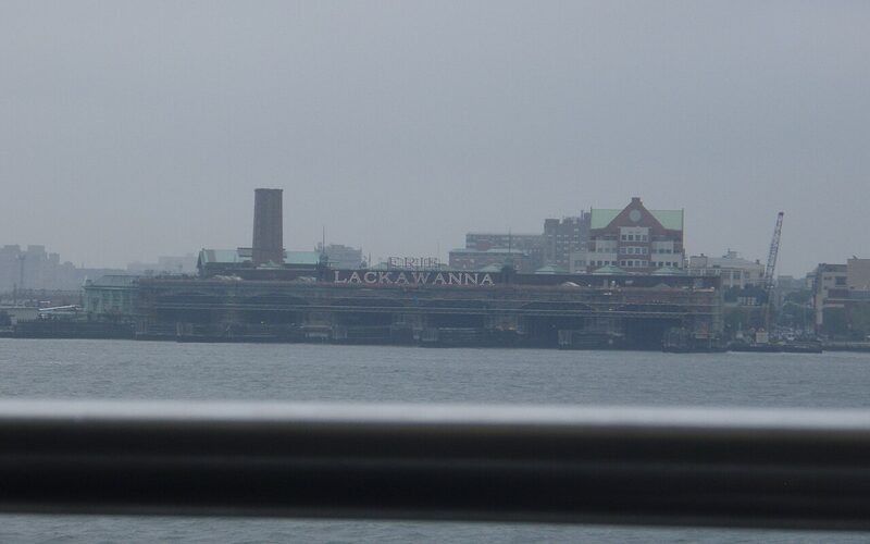 Hoboken New Jersey brownstone streets and waterfront skyline