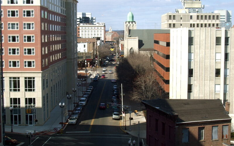 New Brunswick New Jersey downtown with Rutgers University and Johnson and Johnson campus