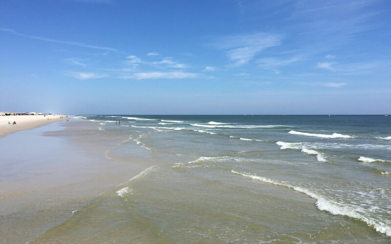 Sandy beach and Atlantic Ocean waves at Island Beach State Park on the Jersey Shore