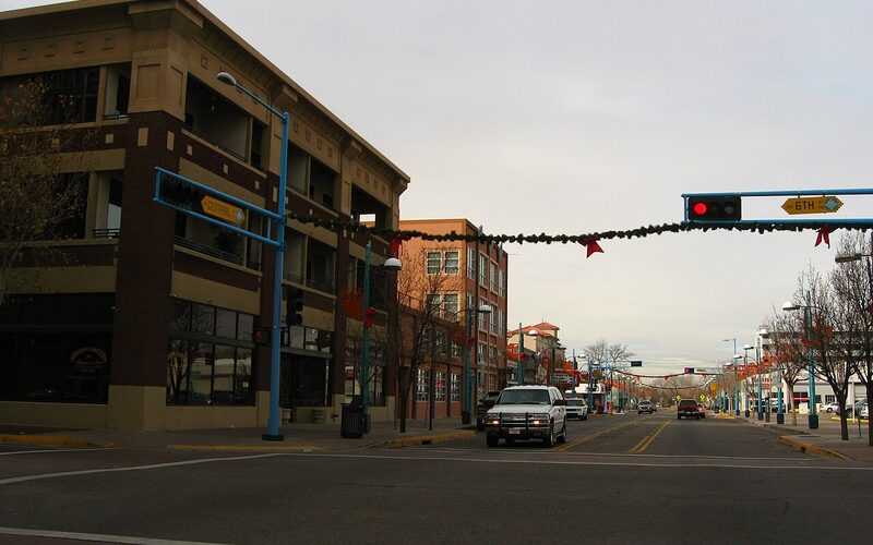 Downtown Albuquerque street scene along Central Avenue