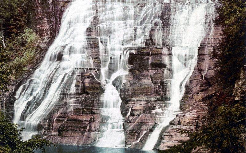 Ithaca, New York with Cornell University campus and Cayuga Lake in the background