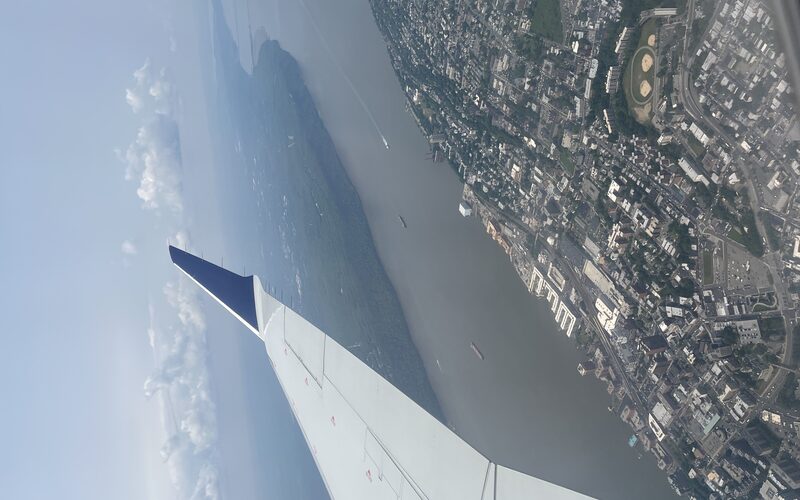 Aerial view of Yonkers along the Hudson River