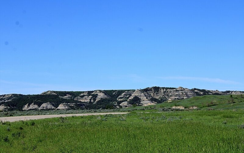 The rugged Badlands terrain of Theodore Roosevelt National Park in western North Dakota