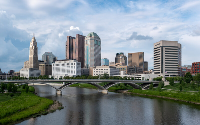 Columbus Ohio downtown skyline at night