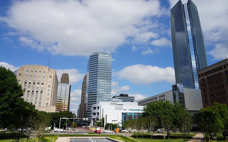 Oklahoma City skyline at sunset