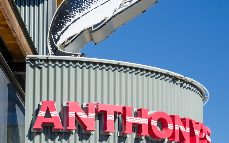 Bend, Oregon with Deschutes River and Cascade Mountains in the background