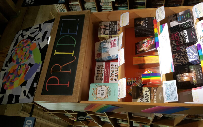 Interior book display at Powell's City of Books in Portland, Oregon