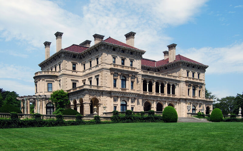 The Breakers, the Vanderbilt mansion in Newport, Rhode Island, viewed from the front lawn