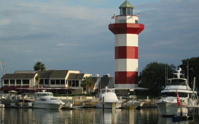 Hilton Head Island, South Carolina with its iconic lighthouse and Harbour Town marina