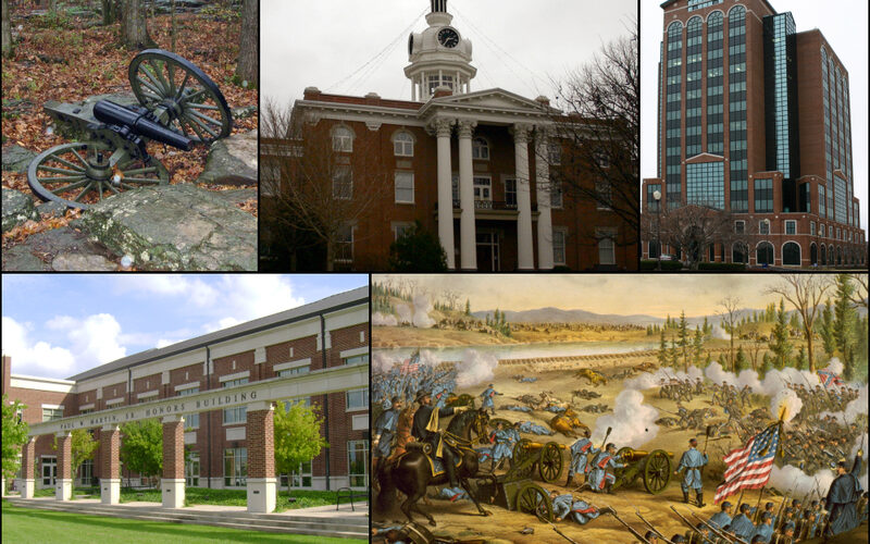 Murfreesboro Tennessee town square with the historic Rutherford County Courthouse