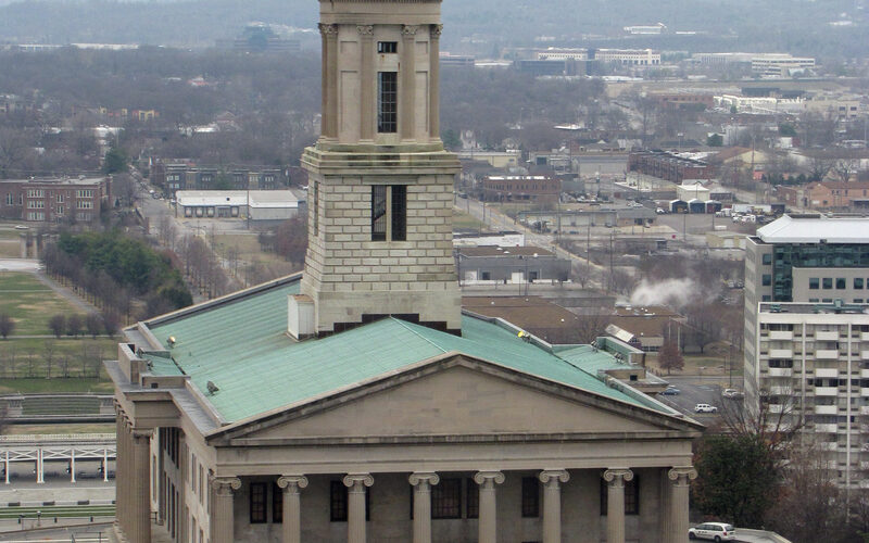 Tennessee State Capitol building in Nashville perched on Capitol Hill