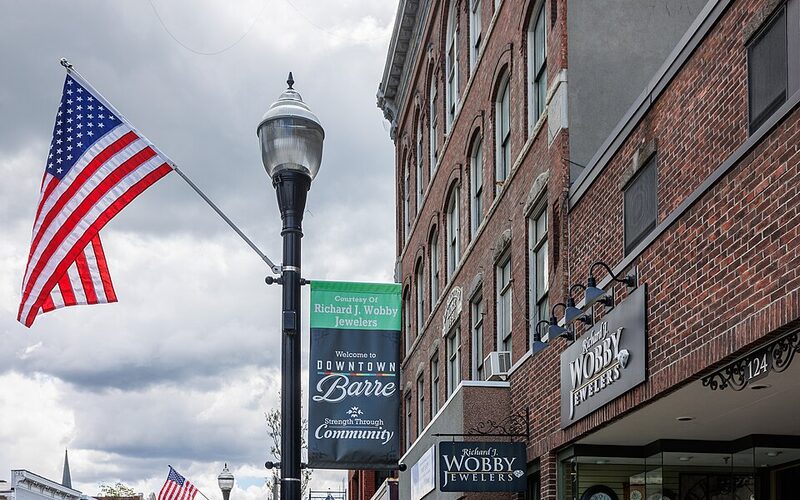 Barre, Vermont downtown with granite heritage architecture