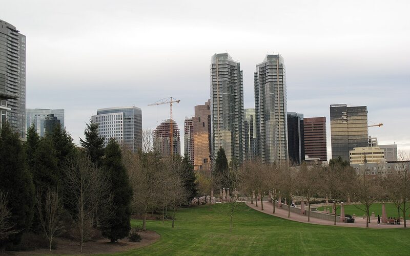 Bellevue, Washington downtown skyline with modern high-rise towers