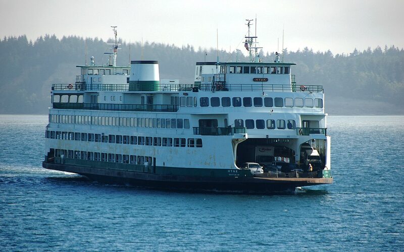 Washington State Ferry crossing the waters near the San Juan Islands